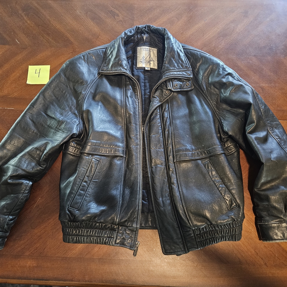 Clipper Mist By London Fog Black Leather Jacket